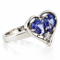 Precioso Anillo de Plata con Dos Gemas de Tanzanita