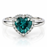 Hermoso Anillo de Corazon Plata con Alejandrita ( Azul/ Verde )
