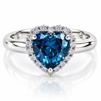 Hermoso Anillo de Corazon Plata con Alejandrita ( Azul/ Verde )