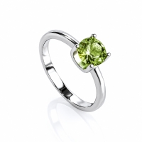 Anillo Solitario Alejandrita Amarilla Corte Redonda en Plata de Ley 925