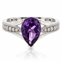Anillo de Plata Fina con Alejandrita ( Morado/Rosa )