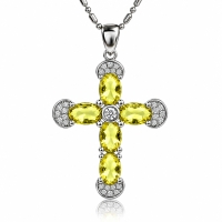 Preciosa Cruz de Plata Con Zultanita y Circonitas 32 mm x 20 mm