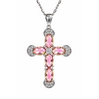 Preciosa Cruz de Plata Con Zultanita y Circonitas 32 mm x 20 mm