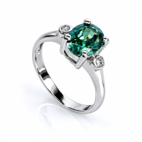 Alejandrita y Zirconias en Anillo de Plata