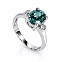 Alejandrita y Zirconias en Anillo de Plata