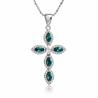 Cruz de Plata Con Alejandrita y Zirconia