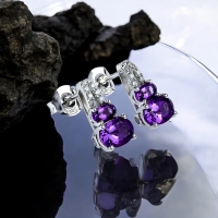 Aretes de Plata con 2 Piedras de Amatista