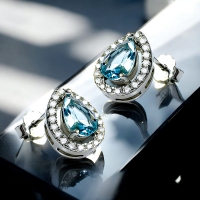 Aretes de Plata de Ley con Aguamarina