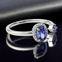 Hermoso Anillo de Doble Tanzanita en Plata de Ley 925