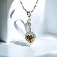 Juego de Chocolate Diamond Aretes y Dije Con Plata