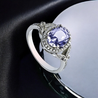 Anillo de Plata Sterlina Con Tanzanita