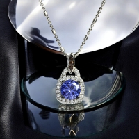 Juego de Pendiente y Aretes de Diamantes de Chocolate con Tanzanita y Plata
