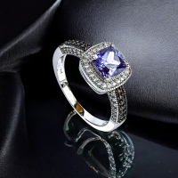Halo Tanzanita Anillo de Compromiso