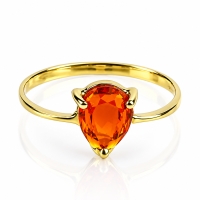 Anillo de Oro Amarillo 14K Opalo de Fuego Corte Pera