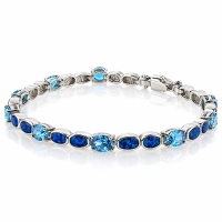 Pulsera Elegante de Plata de Ley .925 con Topacio Azul y Opalo
