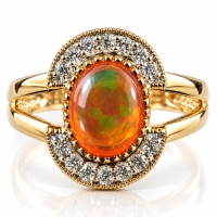 Opalo Amarillo en Anillo de Plata con Chapa de Oro