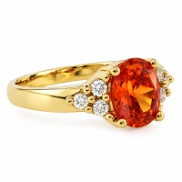 Anillo de Opalo Mexicano de Fuego en Plata con Baño de Oro