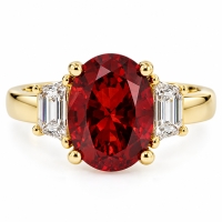 Anillo de Opalo de Fuego en Plata .925 con un Baño de Oro 14K
