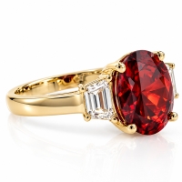 Anillo de Opalo de Fuego en Plata .925 con un Baño de Oro 14K