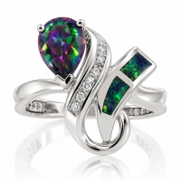 Anillo de Plata .925 con Topacio Místico y Opalo Verde