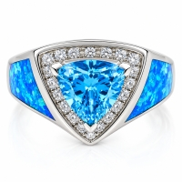 Anillo de Topacio Azul y Opalo Australiano