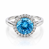 Anillo de Plata de Ley con Topacio Azul