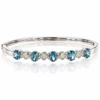 Brazalete de Plata de Ley .925 con Alejandrita y Ópalo Blanco