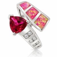 Anillo de Plata con Rubí y Ópalo
