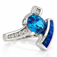 Fashion Modern Blue Topaz Opal Ring