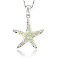 Dije de Estrella de Mar con Ópalo Blanco en Plata .925