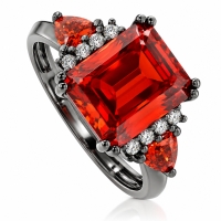 Hermoso Anillo de Plata Negra con Ópalo de Fuego