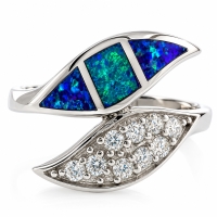 Anillo de Plata .925 con Opalo Australiano en forma de Hoja