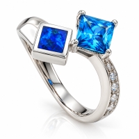 Opalo Azul y Topacio Azul en Anillo de Plata