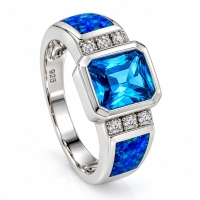 Anillo de Topacio con Ópalo Azul en Plata