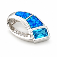 Dije de Plata .925 con Ópalo Australiano y Topacio Azul