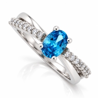 Anillo de Topacio Azul en Plata de Ley