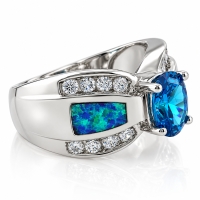 Anillo de Plata con Topacio Azul y Opalo