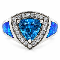 Topacio Azul y Opalo Australiano en Anillo de Plata