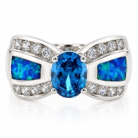 Anillo de Plata con Topacio Azul y Opalo
