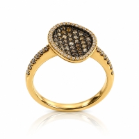 0.60 Ctw Anillo de Oro Amarillo de 14K con Diamante Chocolate