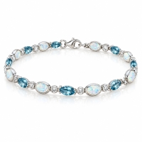 Hermosa Pulsera de Plata de Ley con Alejandrita y Ópalo Blanco