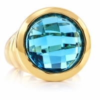 Hermoso Anillo de Plata con Topacio Azul, Anillo Martillado