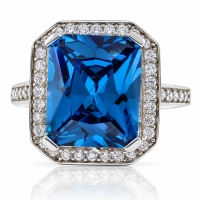 Anillo de Plata Fina .925 con Topacio Azul