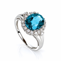 10 mm x 8 mm Anillo de Plata Con Topacio Azul