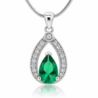 Dije con Esmeralda en Plata Fina .925