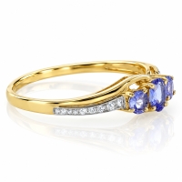 Anillo de Oro de 14k con Tanzanitas