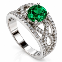 Anillo de Plata con Piedra de Esmeralda en Corte Ovalado