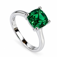 Anillo de Esmeralda con Plata Corte Princesa