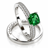 Doble Anillo de Plata Esmeralda