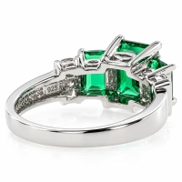 Anillo de Plata .925 con 3 Joyas de Esmeralda